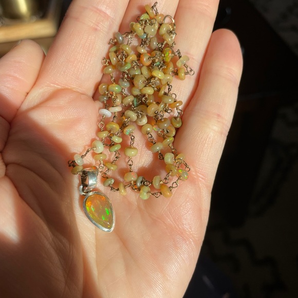 Silver Ethiopian welo opal rosary necklace - Picture 7 of 7